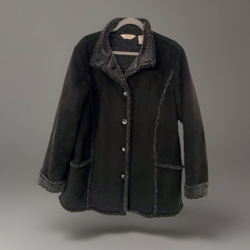 L.L. Bean Women's Sherpa Vegan Leather Coat - XSP